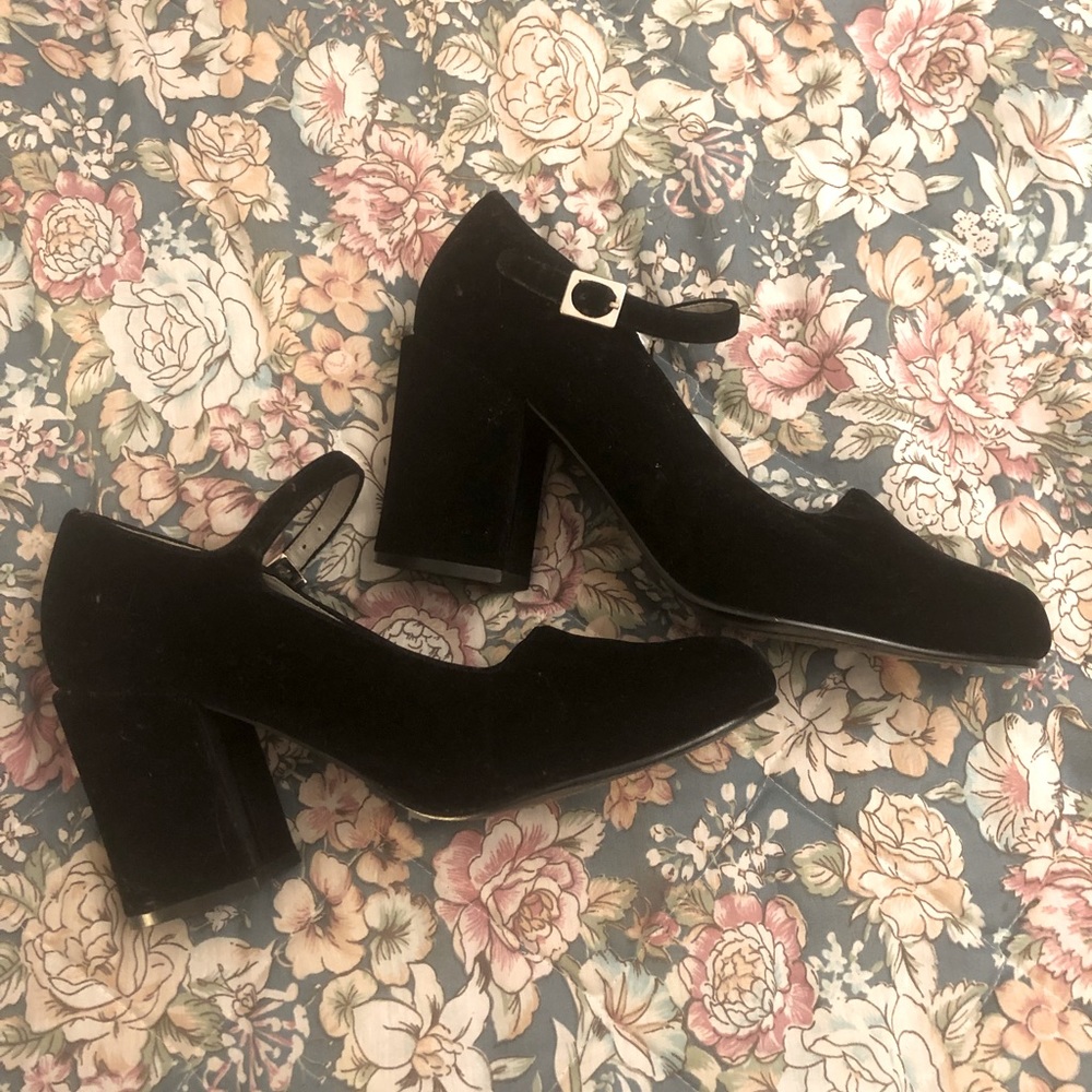 90s velvet maryjane block heels